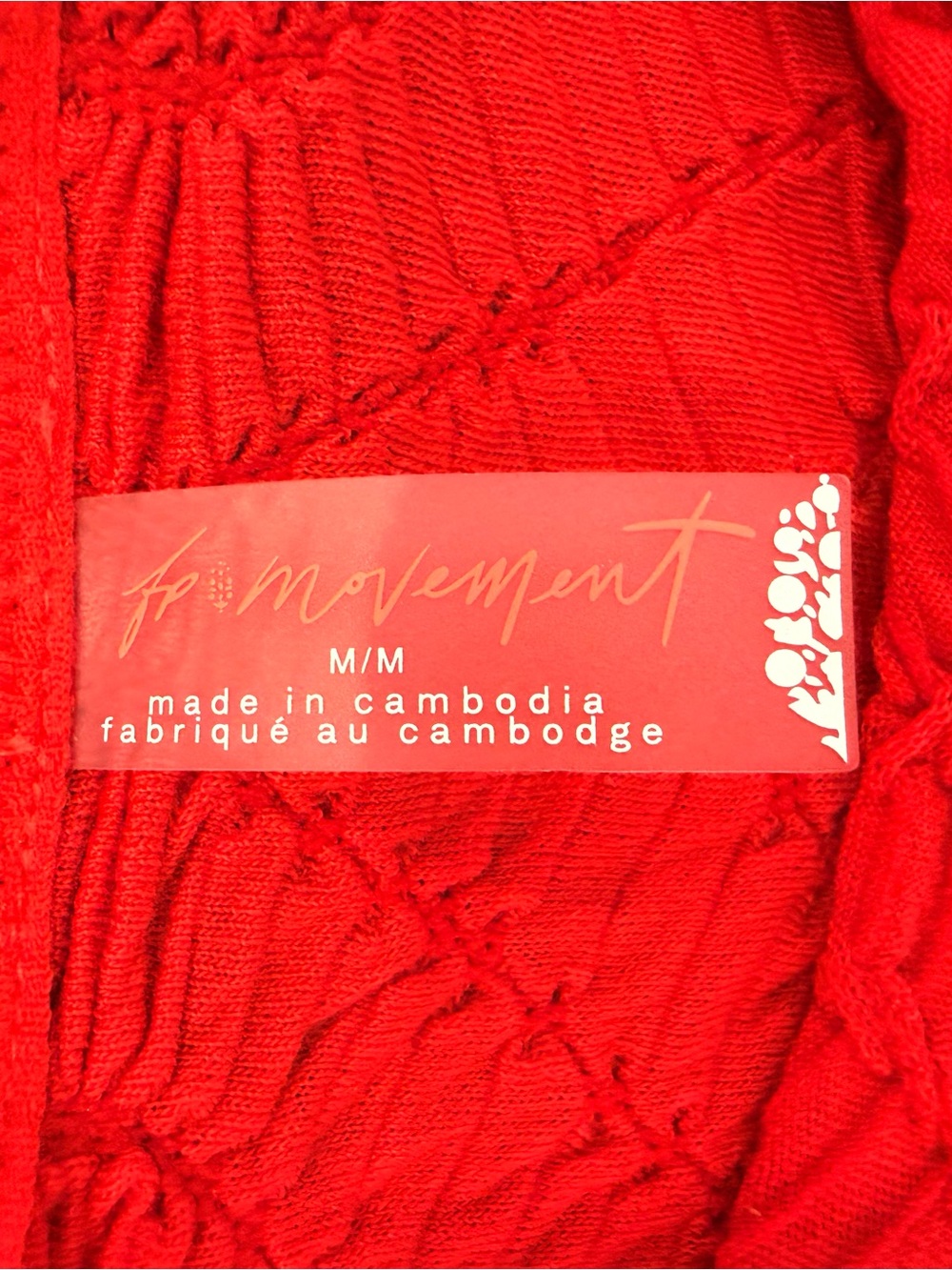 NWT FP Movement by Free People Red Short Sleeve Textured Tee - Picture 3 of 4